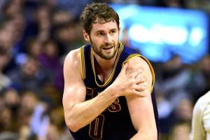 Kevin Love after injuring his shoulder in Game 4 of the Celtics Series. Olynyk showed him no Love.